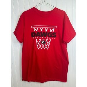 Georgia Bulldogs Dawgs Basketball T Shirt Red Graphic Tee Men Medium